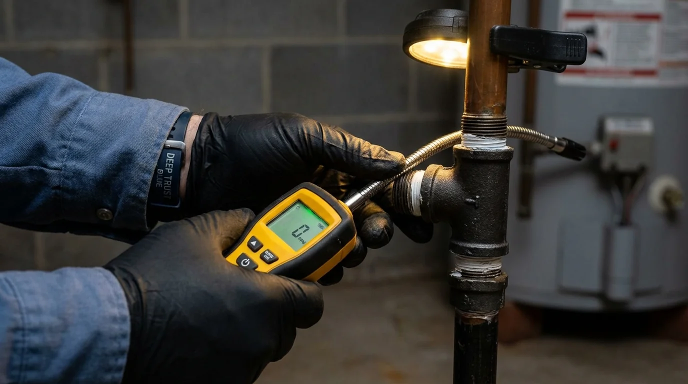 Gas leak detection with electronic sniffer by Johns Plumbing LLC in Savannah